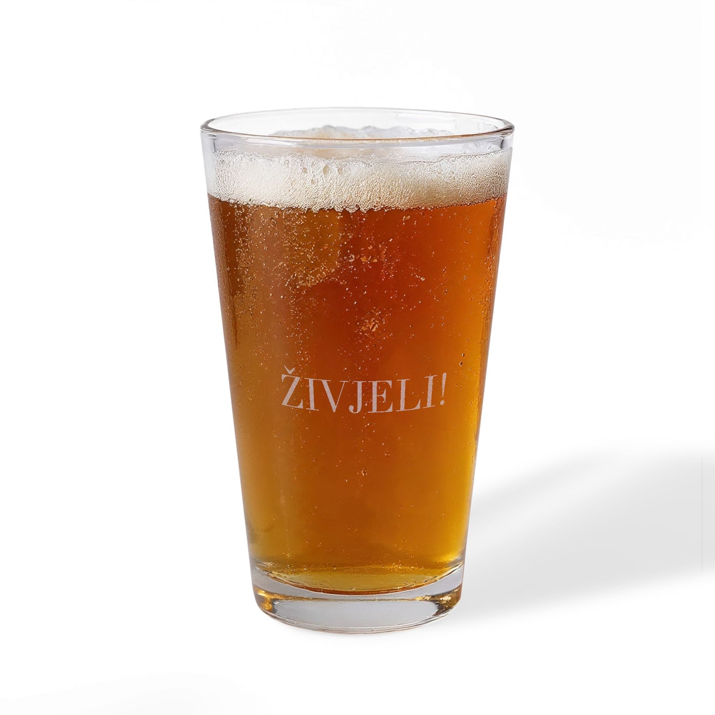 PIVO ŽIVELJI Engraved Beer Glass – 16oz Clear Croatian Cheers Pint Glass, Dishwasher Safe Gift for Beer Lovers