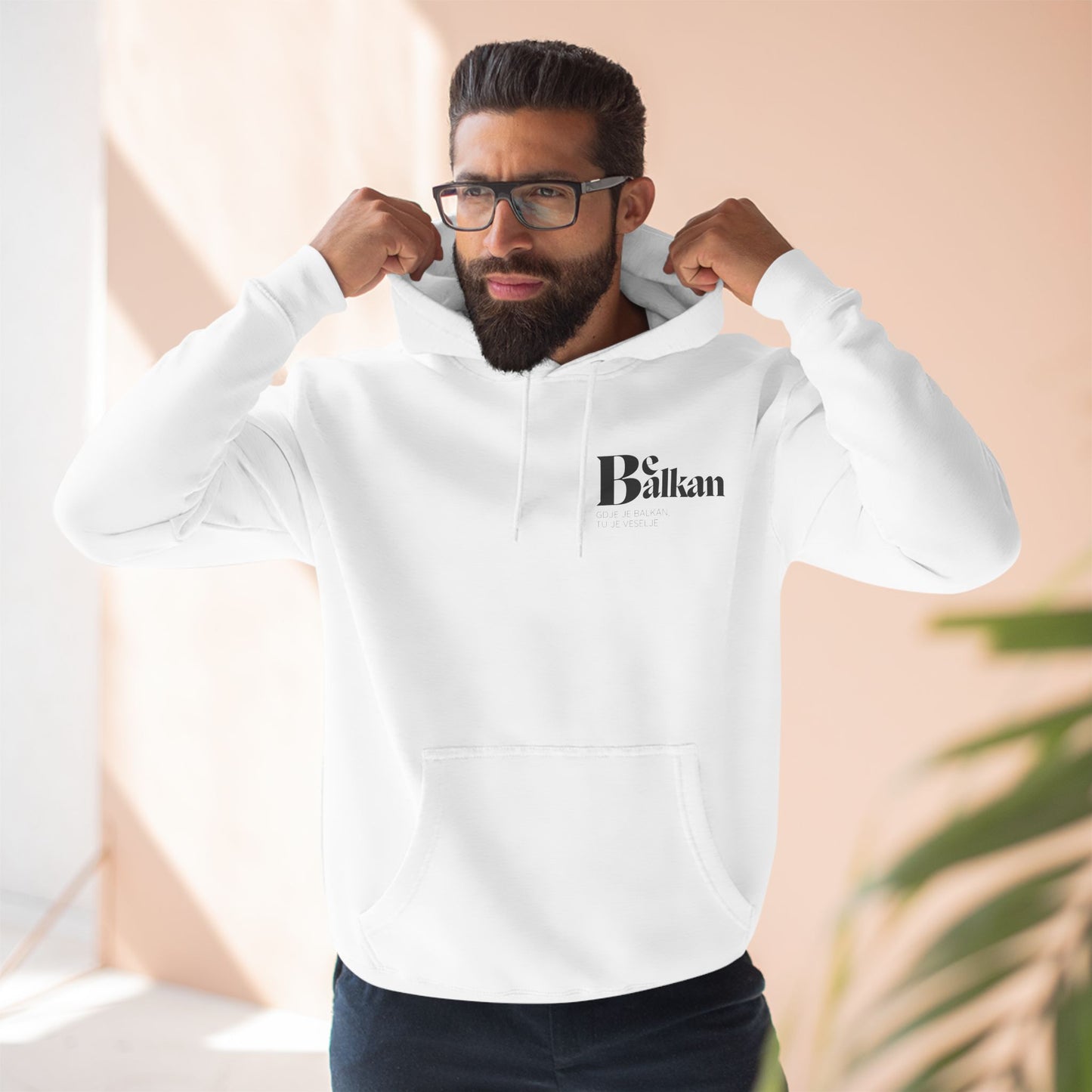Be Balkan - Three-Panel Fleece Hoodie (White, Heather Grey, Oatmeal Heather, Pale Pink)