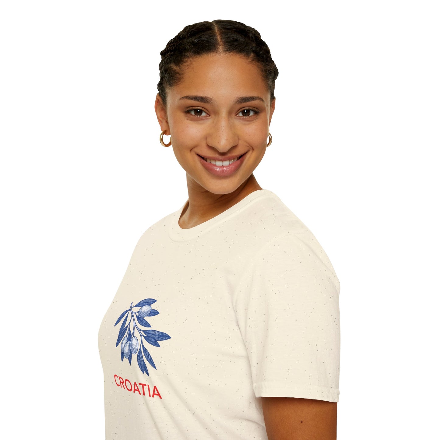Croatia - Olive Branch T-Shirt, Unisex Softstyle Tee, Travel Souvenir Shirt, Summer Outfit, Gift for Her/Him, Vacation Top