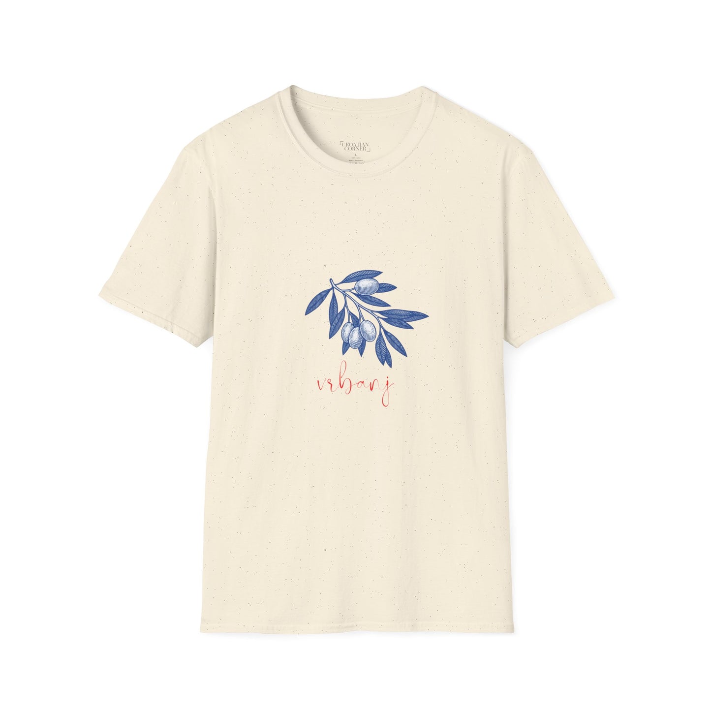 Vrbanj, Hvar, Croatia - Olive Branch T-Shirt, Unisex Softstyle Tee, Travel Souvenir Shirt, Summer Outfit, Gift for Her/Him, Vacation Top