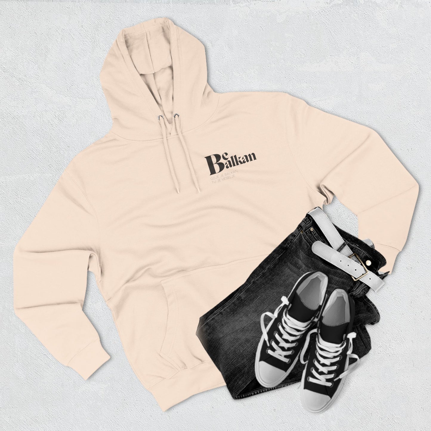 Be Balkan - Three-Panel Fleece Hoodie (White, Heather Grey, Oatmeal Heather, Pale Pink)