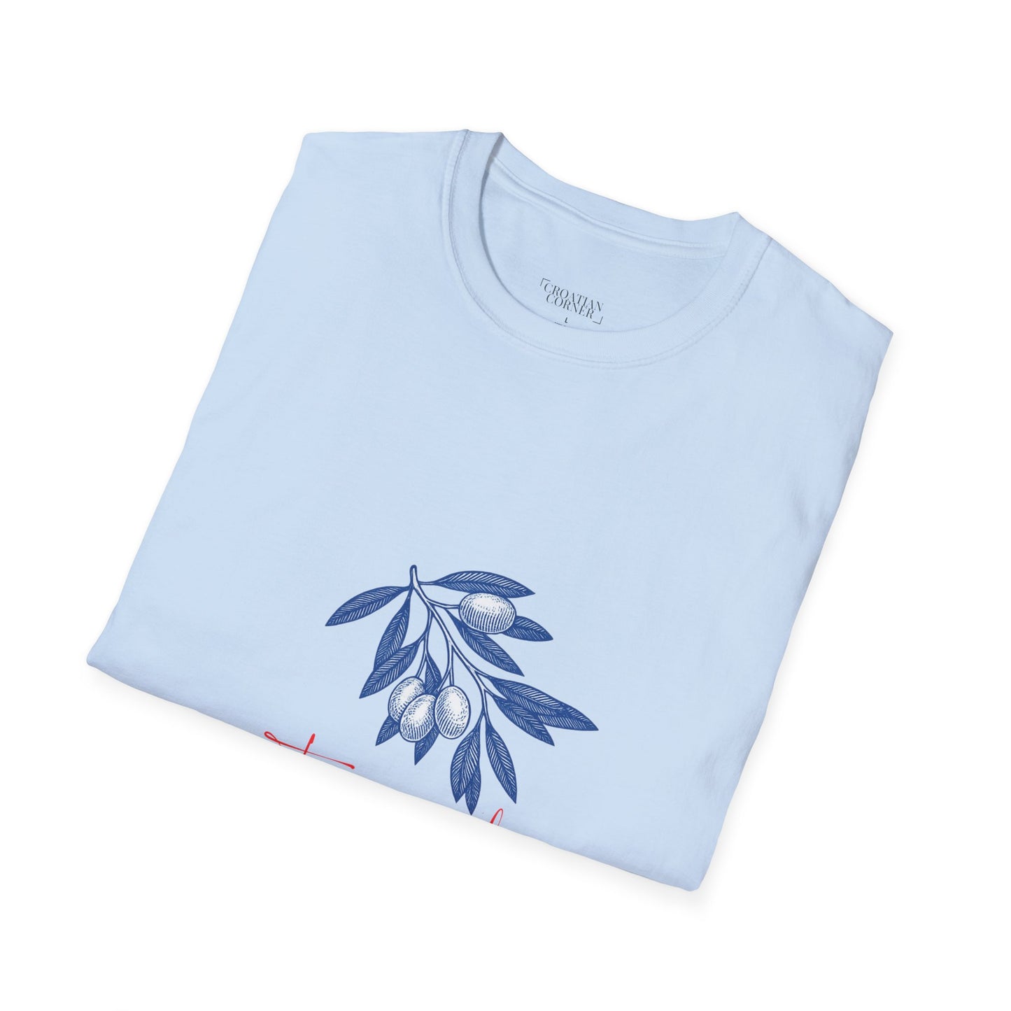 Stari Grad, Hvar, Croatia - Olive Branch T-Shirt, Unisex Softstyle Tee, Travel Souvenir Shirt, Summer Outfit, Gift for Her/Him, Vacation Top