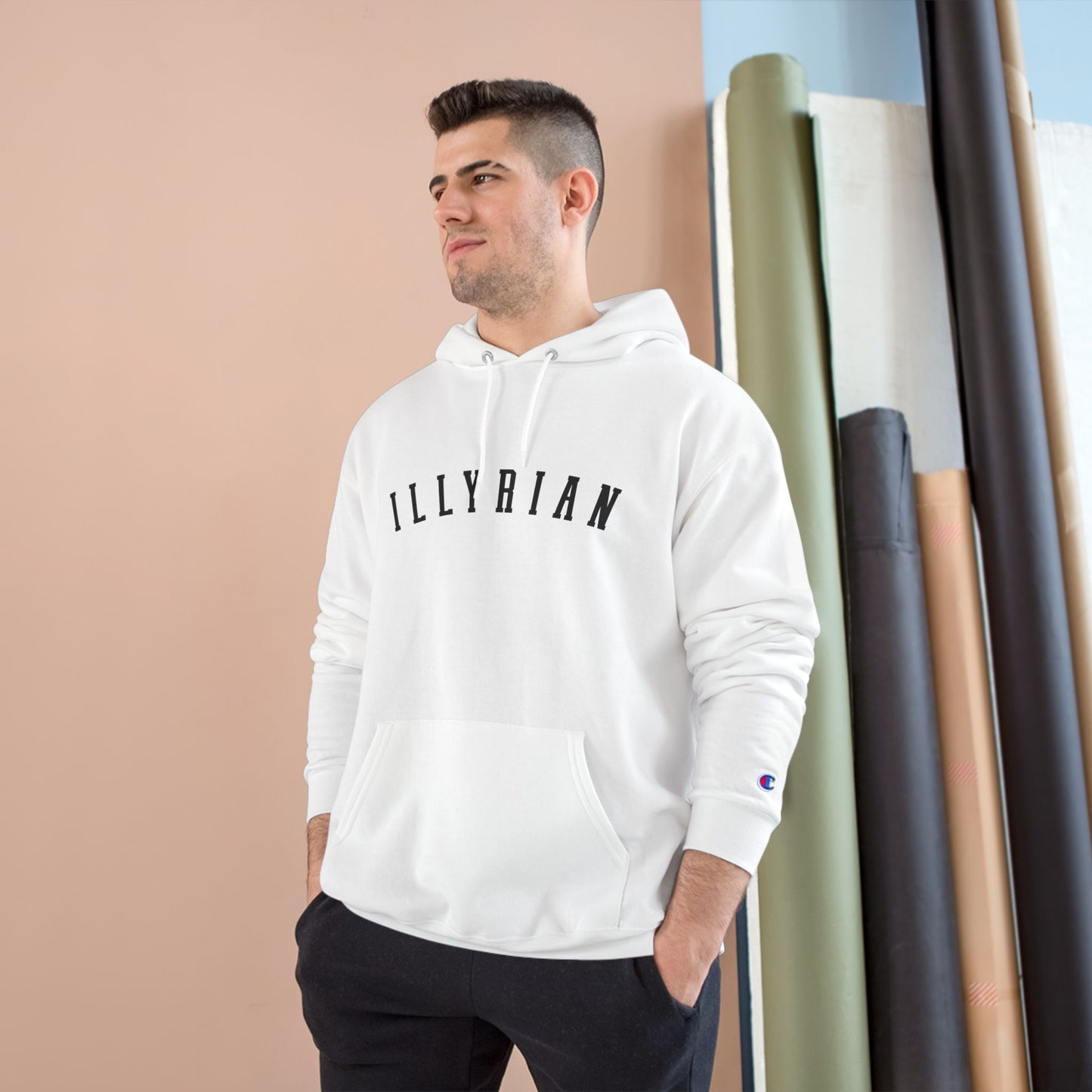 Cozy Champion Hoodie with 'ILLYRIAN' Design - Perfect for Casual Style, Gifts, Fitness, Holidays, and Everyday Wear