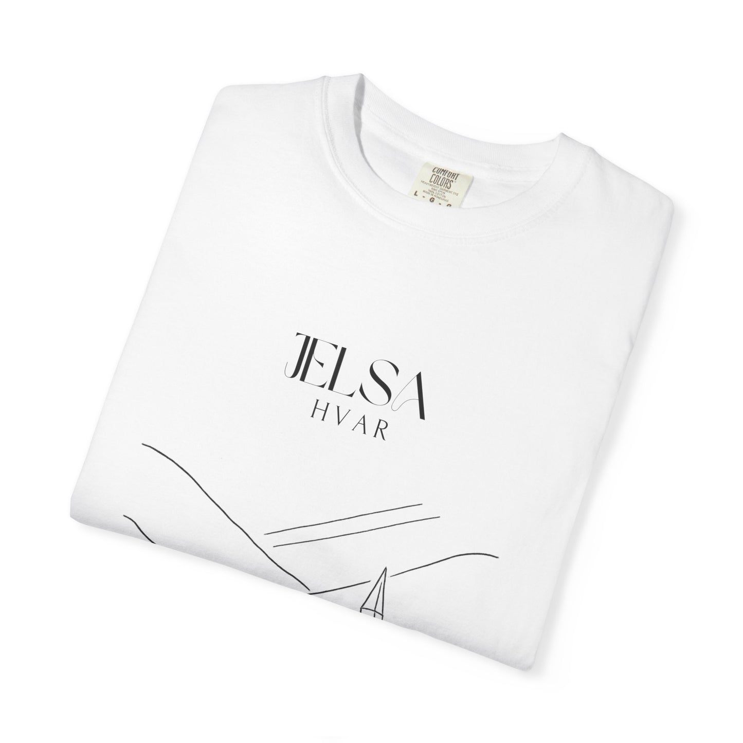 Jelsa, Croatia Sketch Tee | Unisex Garment-Dyed T-Shirt