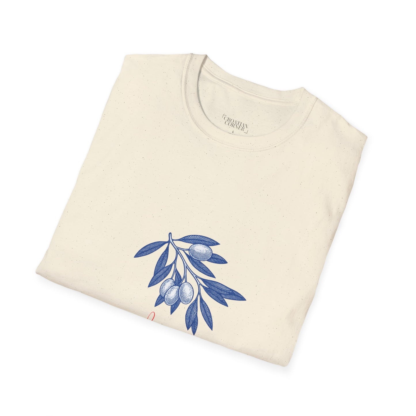 Vrbanj, Hvar, Croatia - Olive Branch T-Shirt, Unisex Softstyle Tee, Travel Souvenir Shirt, Summer Outfit, Gift for Her/Him, Vacation Top