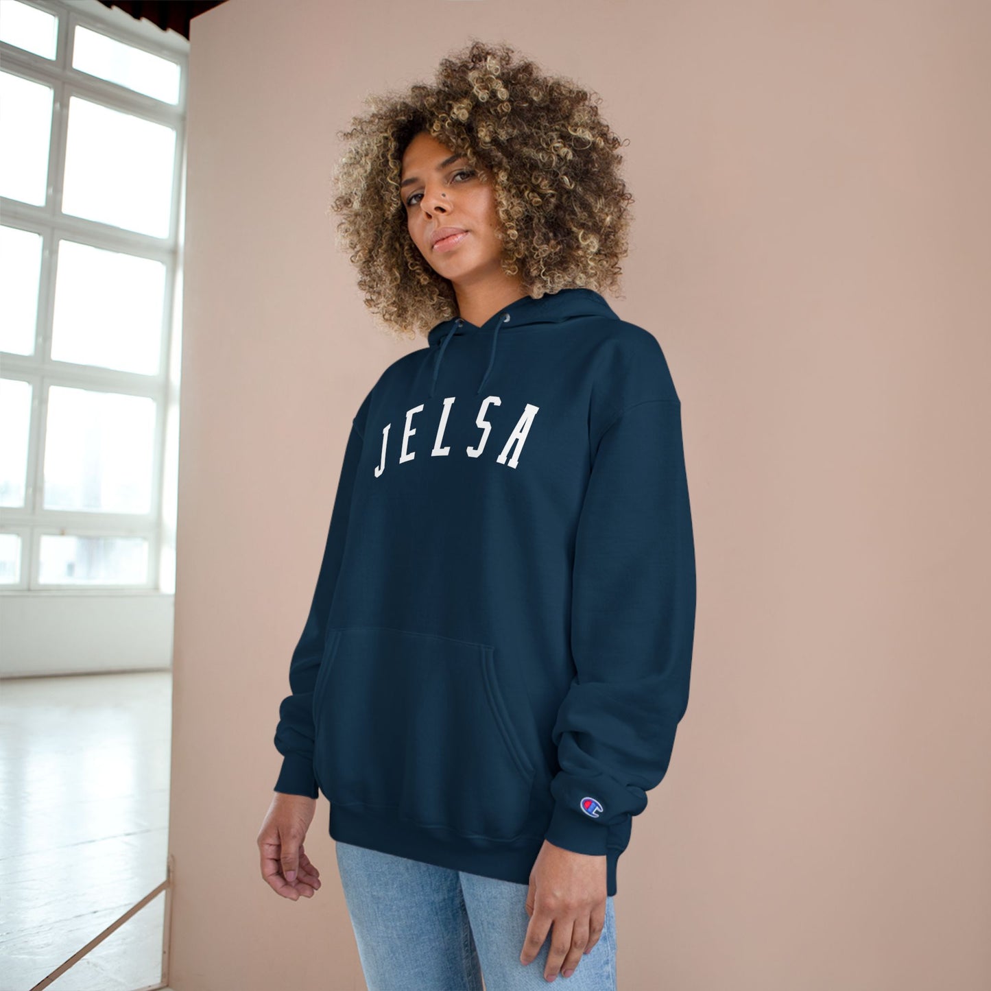 Cozy Champion Hoodie with 'JELSA' Design - Perfect for Casual Style, Gifts, Fitness, Holidays, and Everyday Wear
