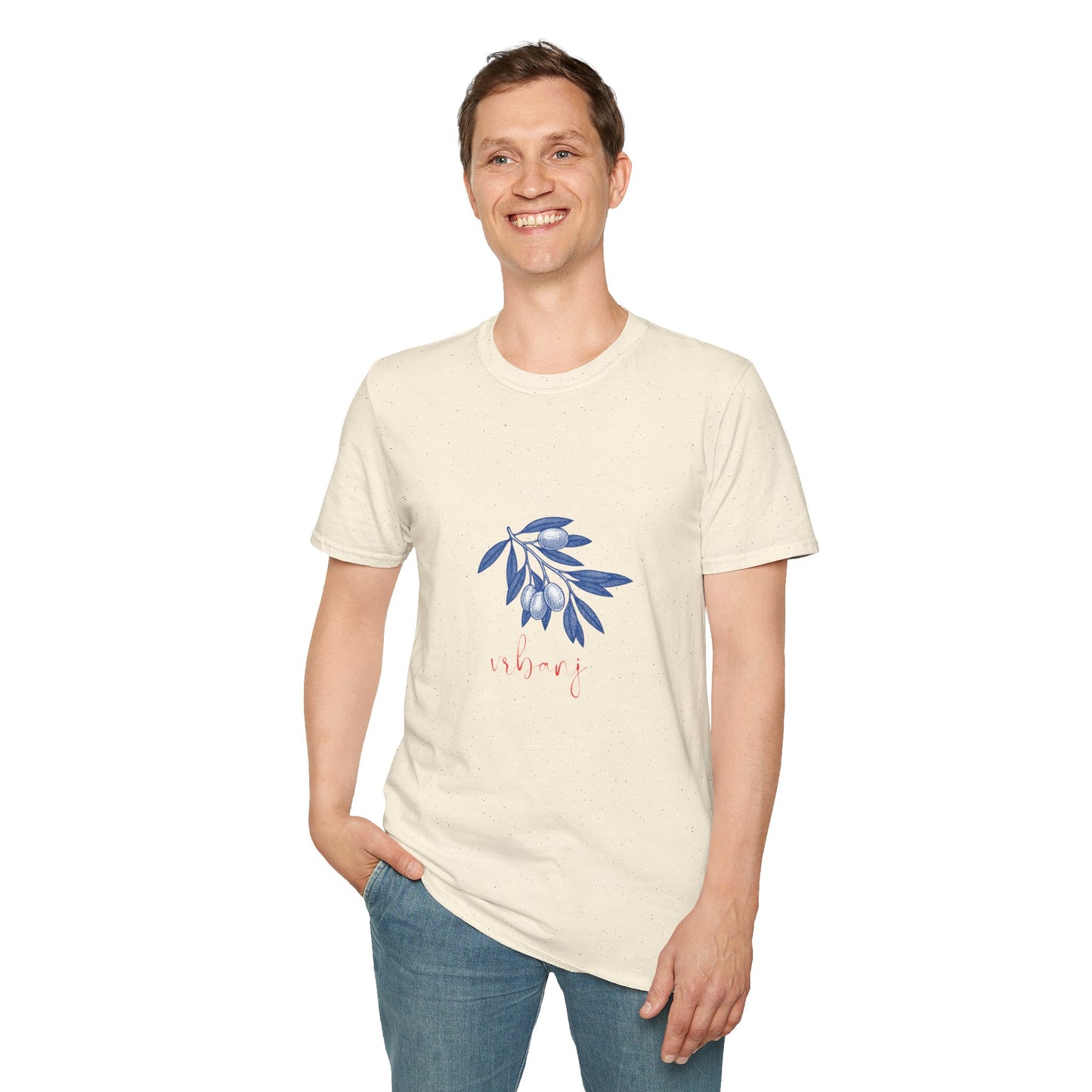 Vrbanj, Hvar, Croatia - Olive Branch T-Shirt, Unisex Softstyle Tee, Travel Souvenir Shirt, Summer Outfit, Gift for Her/Him, Vacation Top