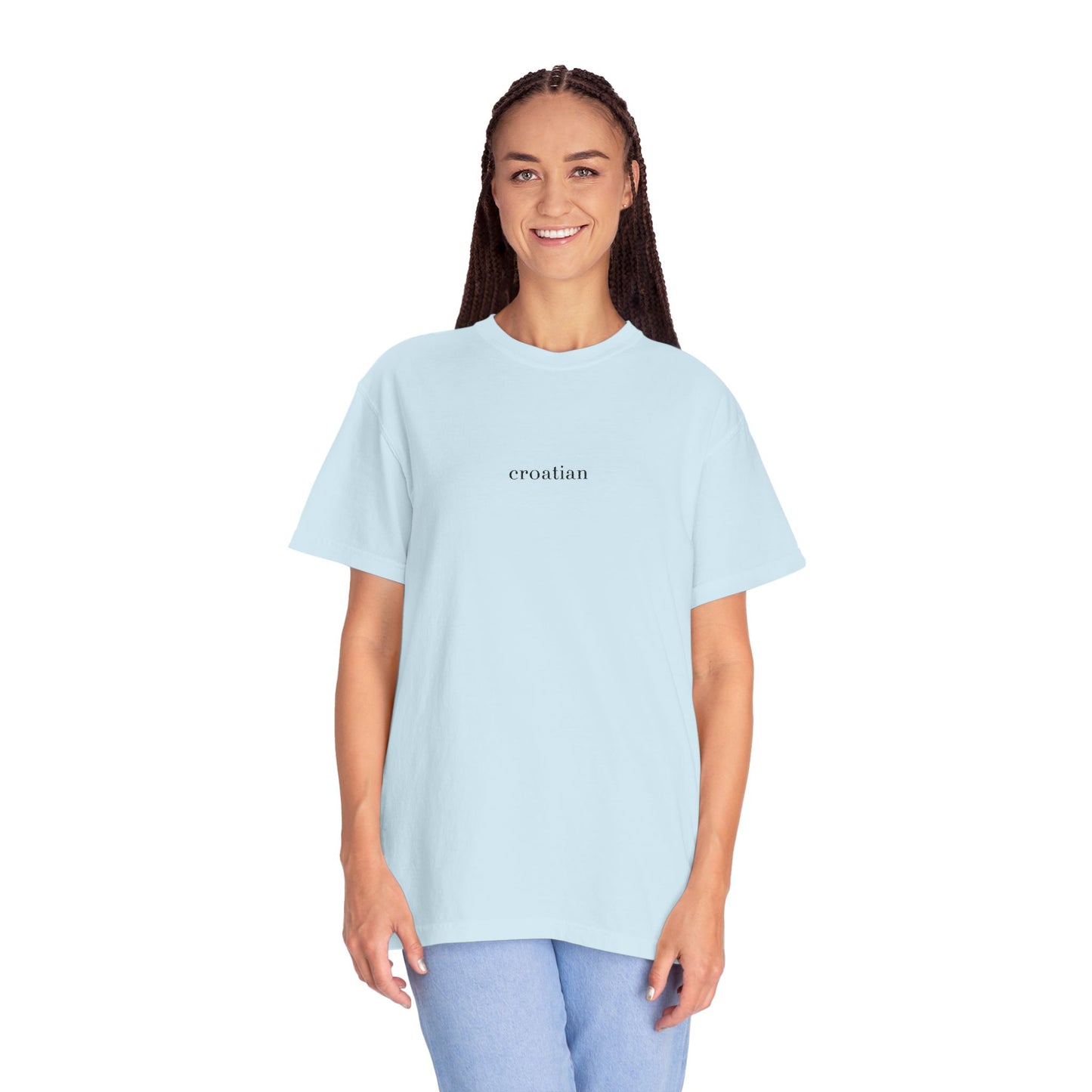 croatian. Embroidered Comfort Colors® T-Shirt | Minimalist Heritage Tee | Croatia Pride Gift | Unisex Garment Dyed Shirt
