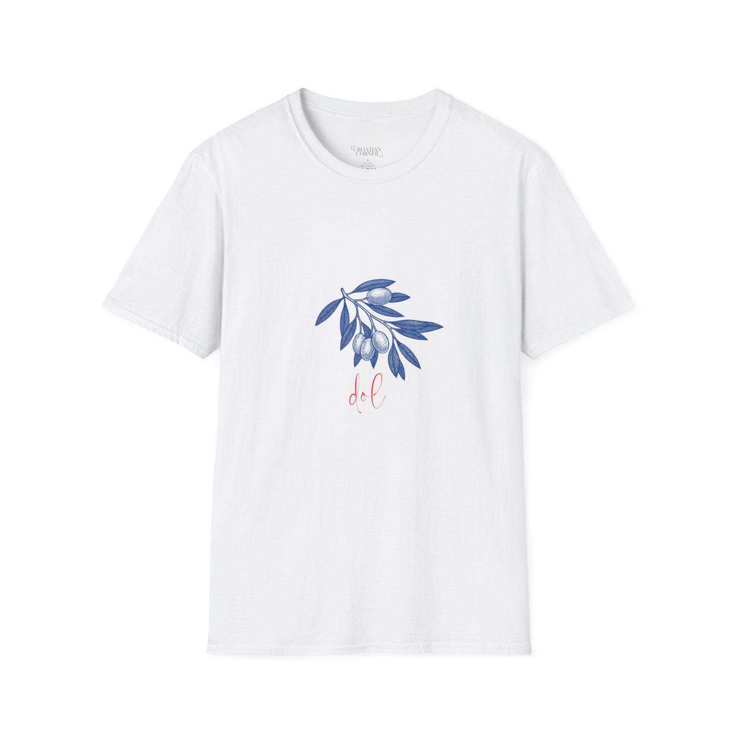 Dol, Hvar, Croatia - Olive Branch T-Shirt, Unisex Softstyle Tee, Travel Souvenir Shirt, Summer Outfit, Gift for Her/Him, Vacation Top