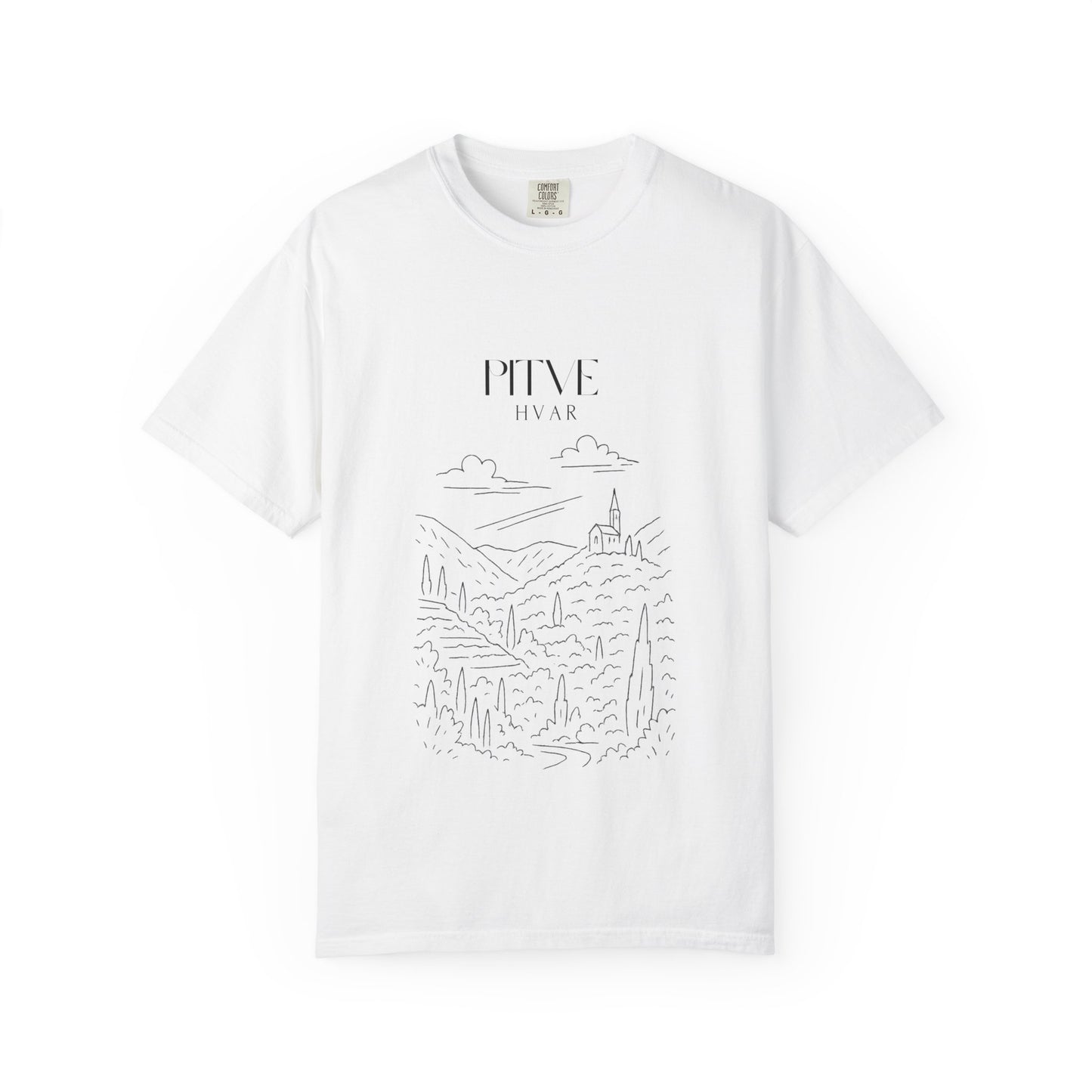 Pitve, Croatia Sketch Tee | Unisex Garment-Dyed T-Shirt