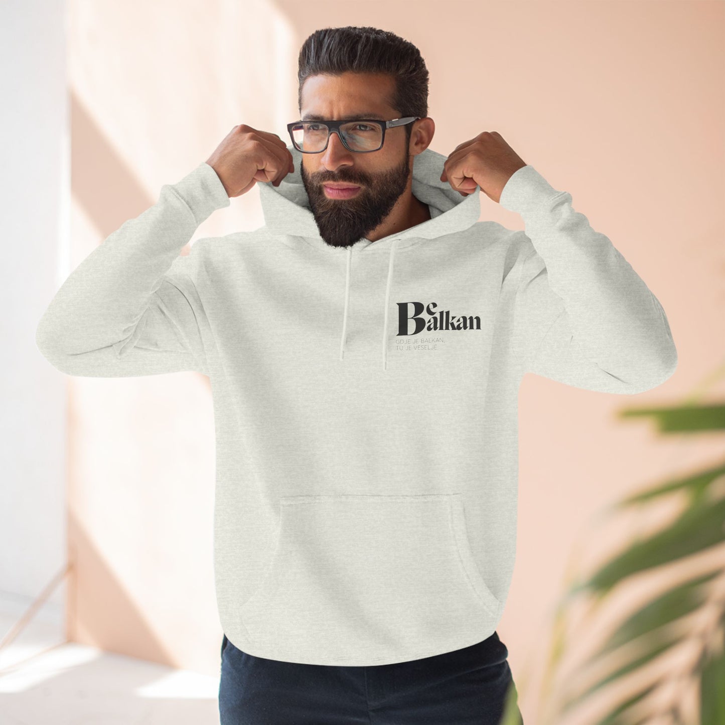 Be Balkan - Three-Panel Fleece Hoodie (White, Heather Grey, Oatmeal Heather, Pale Pink)