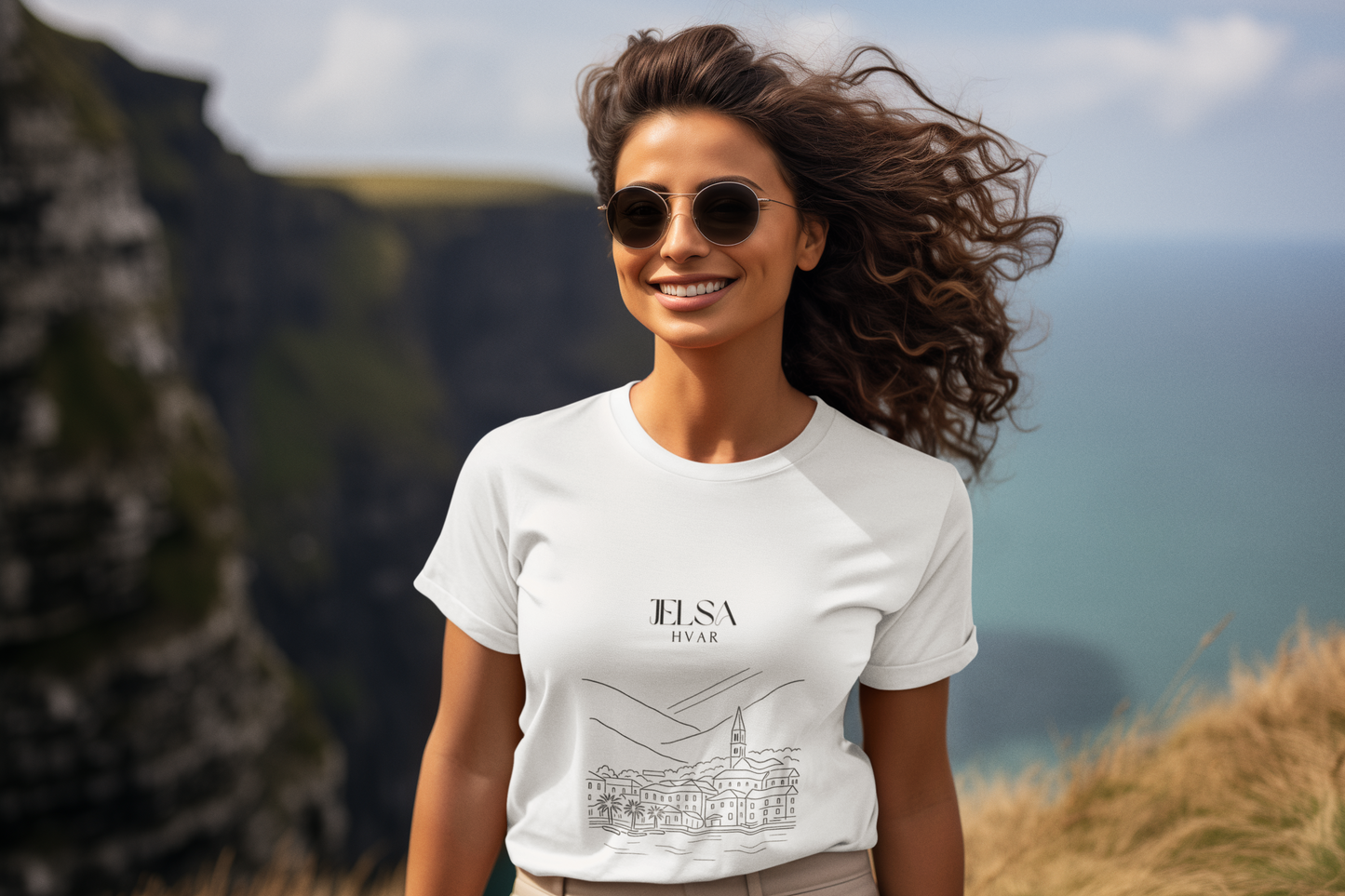 Jelsa, Croatia Sketch Tee | Unisex Garment-Dyed T-Shirt