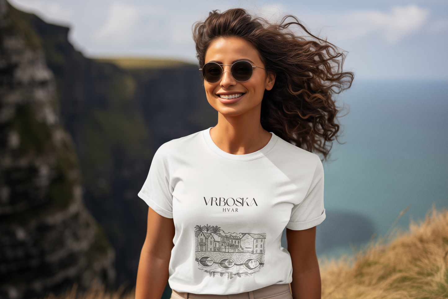 Vrboska, Hvar, Croatia Sketch Tee | Unisex Garment-Dyed T-Shirt