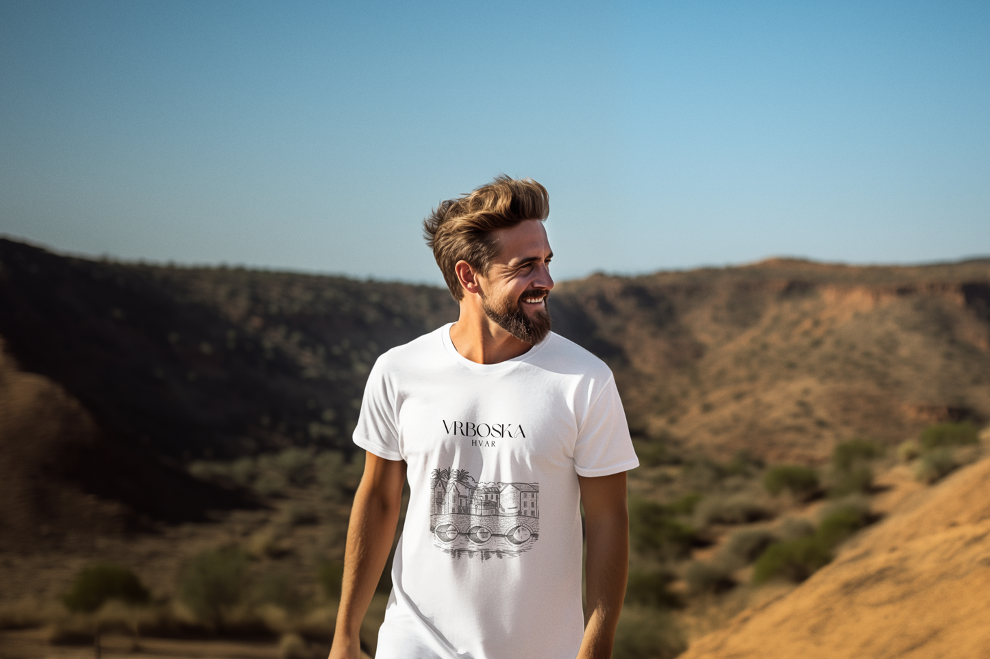 Vrboska, Hvar, Croatia Sketch Tee | Unisex Garment-Dyed T-Shirt