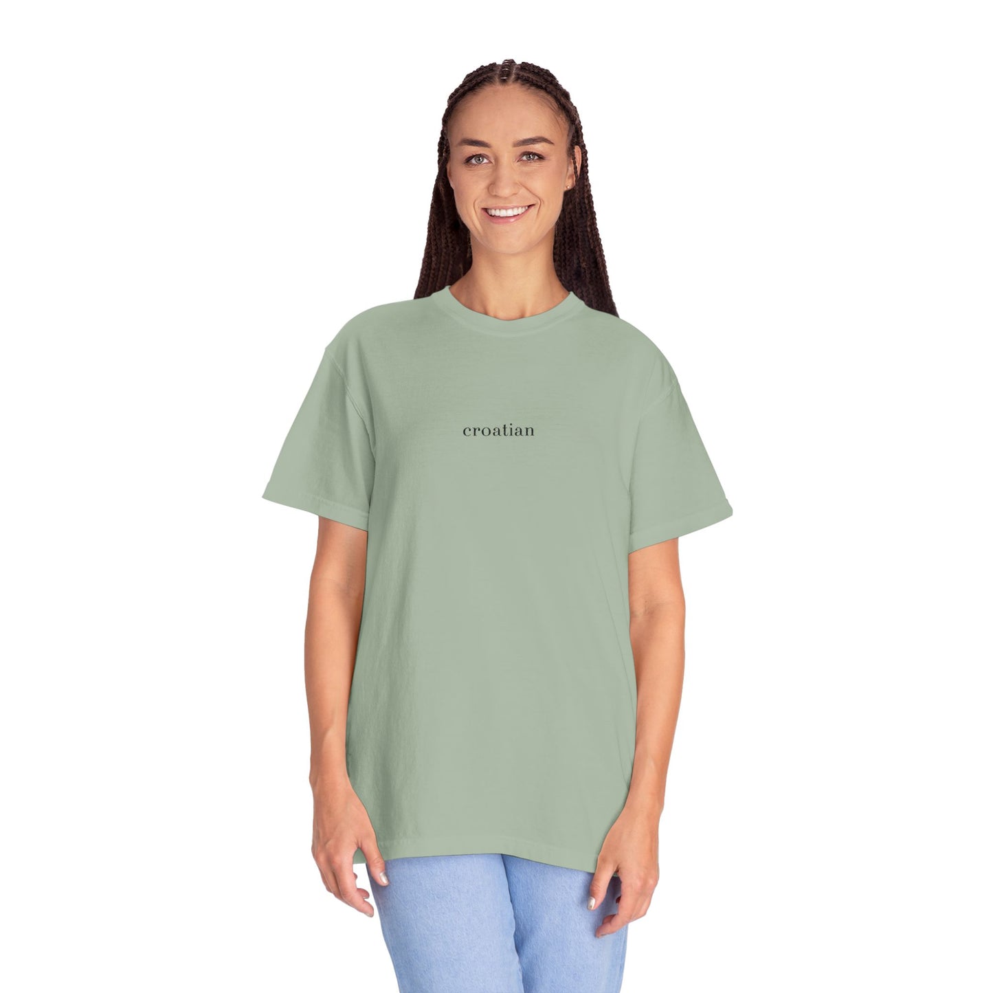 croatian. Embroidered Comfort Colors® T-Shirt | Minimalist Heritage Tee | Croatia Pride Gift | Unisex Garment Dyed Shirt