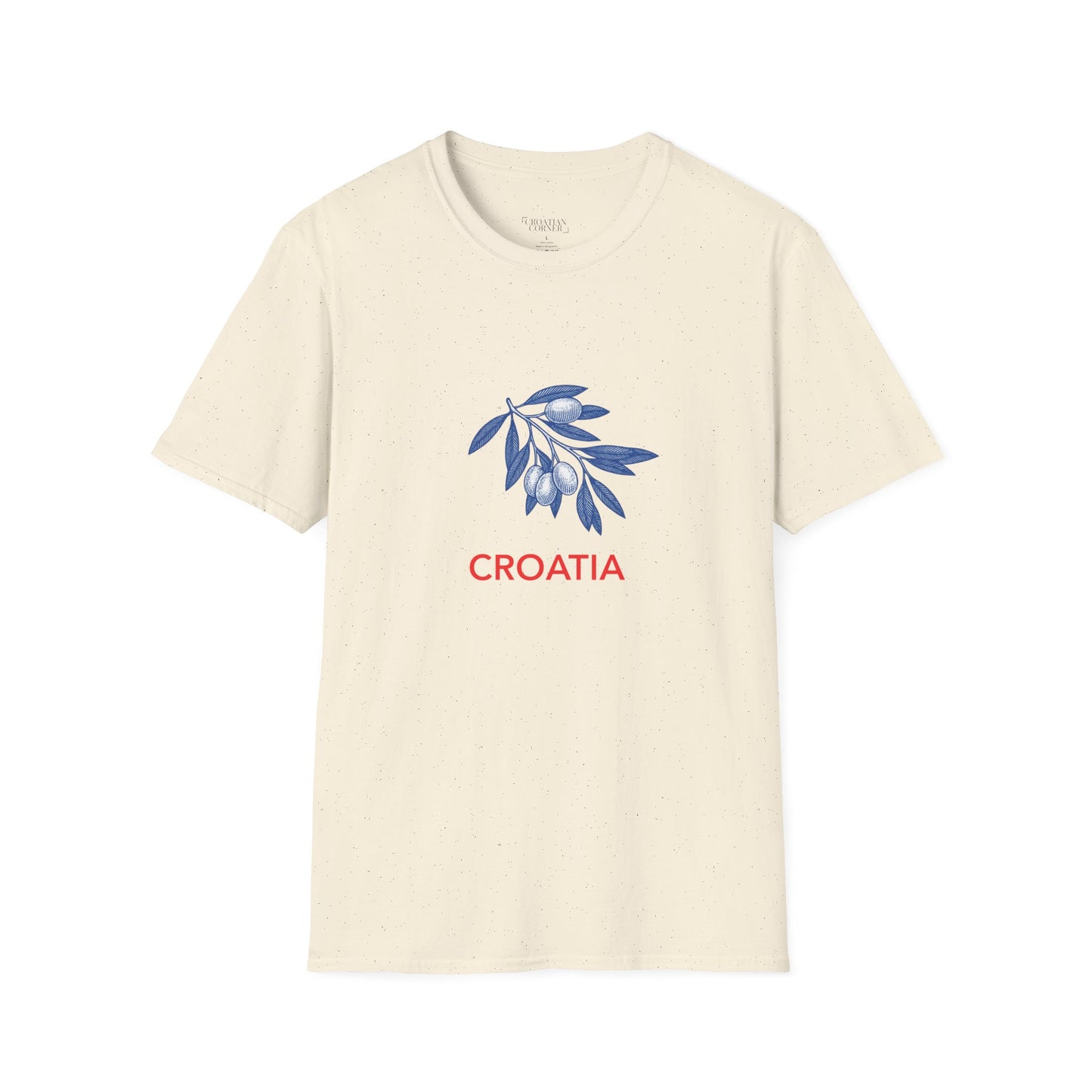 Croatia - Olive Branch T-Shirt, Unisex Softstyle Tee, Travel Souvenir Shirt, Summer Outfit, Gift for Her/Him, Vacation Top
