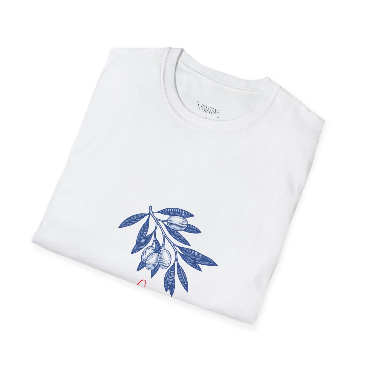 Jelsa, Hvar, Croatia - Olive Branch T-Shirt, Unisex Softstyle Tee, Travel Souvenir Shirt, Summer Outfit, Gift for Her/Him, Vacation Top