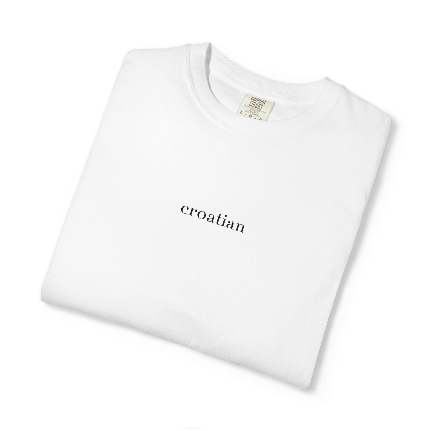 croatian. Embroidered Comfort Colors® T-Shirt | Minimalist Heritage Tee | Croatia Pride Gift | Unisex Garment Dyed Shirt