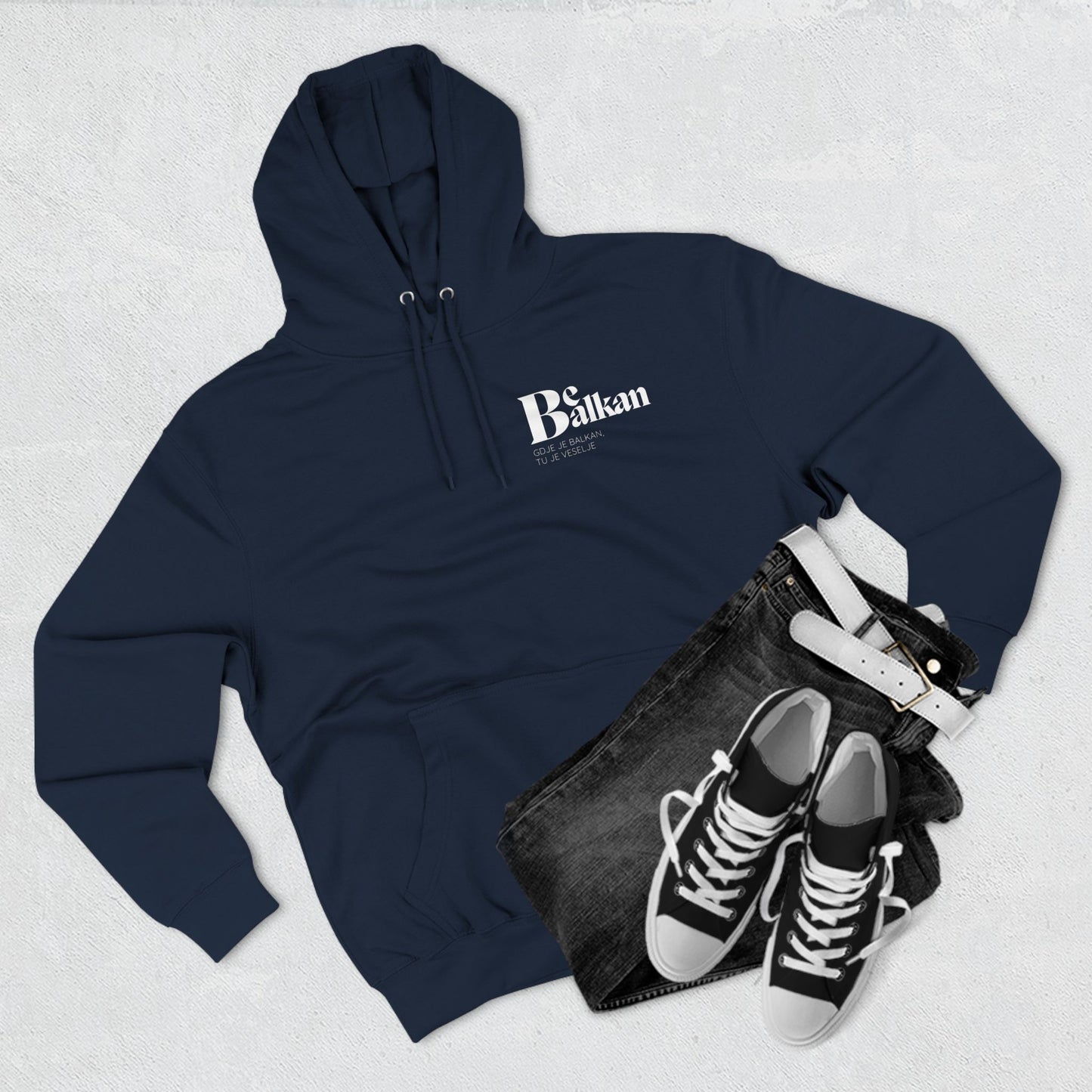 Be Balkan - Three-Panel Fleece Hoodie (Black, Navy, Charcoal Heather)