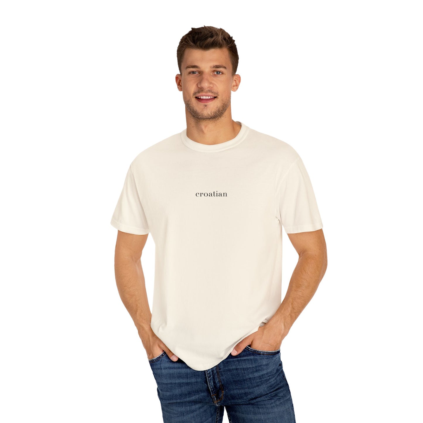 croatian. Embroidered Comfort Colors® T-Shirt | Minimalist Heritage Tee | Croatia Pride Gift | Unisex Garment Dyed Shirt