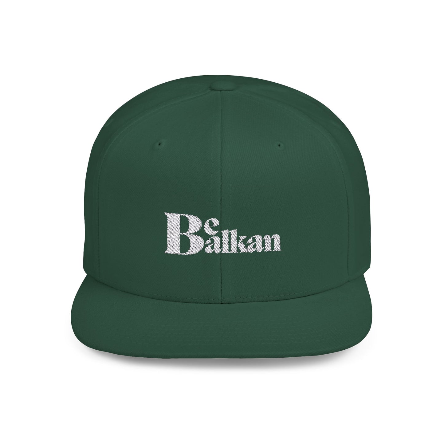 Be Balkan - Embroidered Flat Bill Snapback (Spruce, Dark Navy, Navy/Red, Black, Dark Grey, Maroon, & Black/Red)