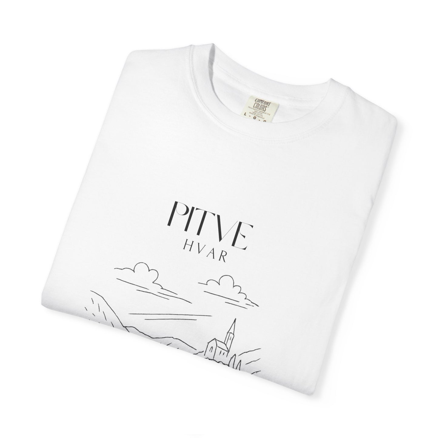 Pitve, Croatia Sketch Tee | Unisex Garment-Dyed T-Shirt