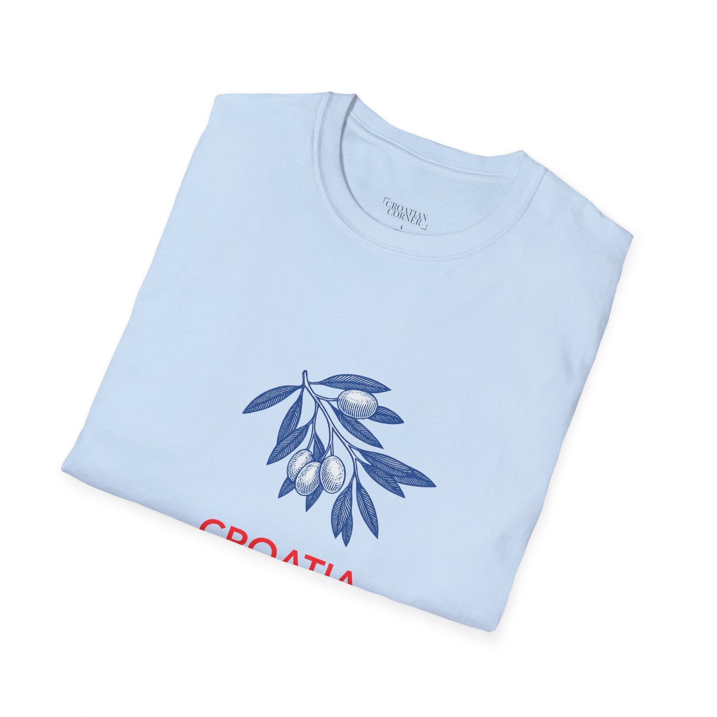 Croatia - Olive Branch T-Shirt, Unisex Softstyle Tee, Travel Souvenir Shirt, Summer Outfit, Gift for Her/Him, Vacation Top
