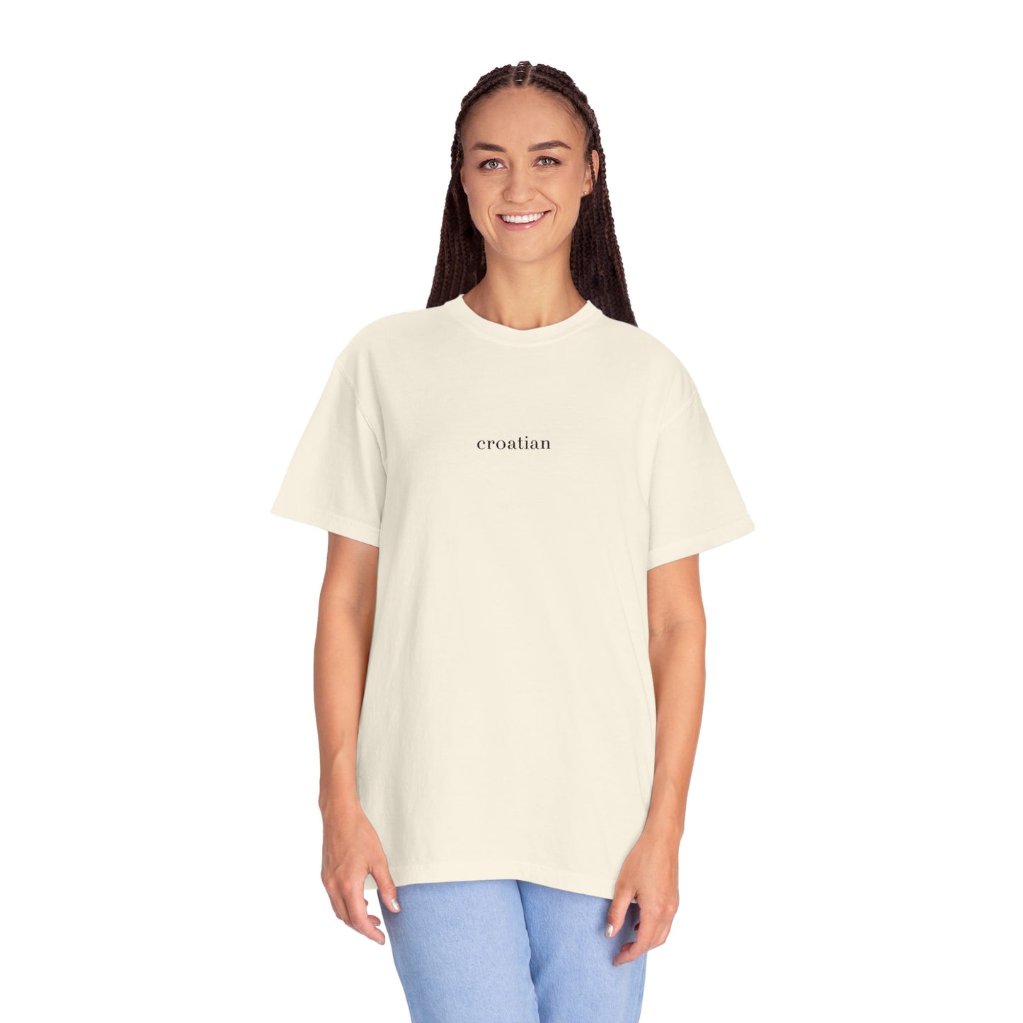 croatian. Embroidered Comfort Colors® T-Shirt | Minimalist Heritage Tee | Croatia Pride Gift | Unisex Garment Dyed Shirt