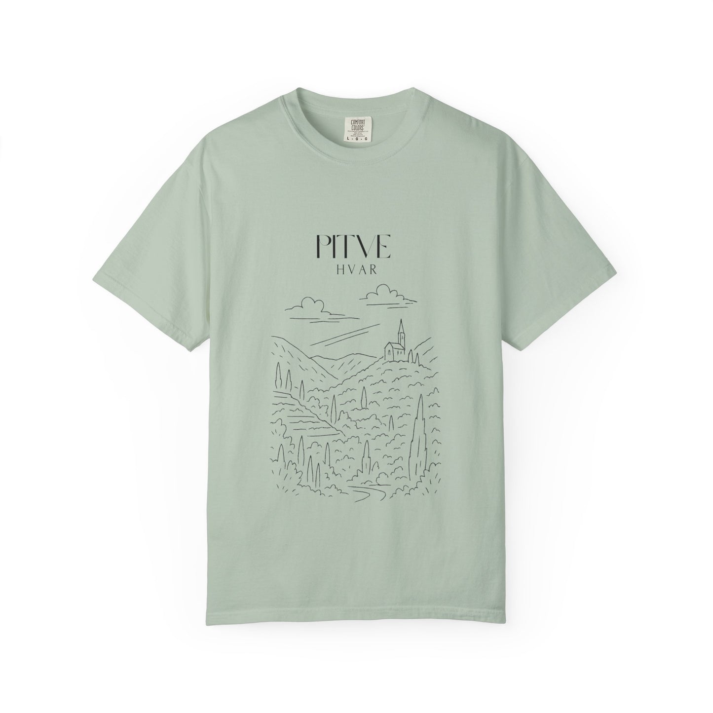 Pitve, Croatia Sketch Tee | Unisex Garment-Dyed T-Shirt