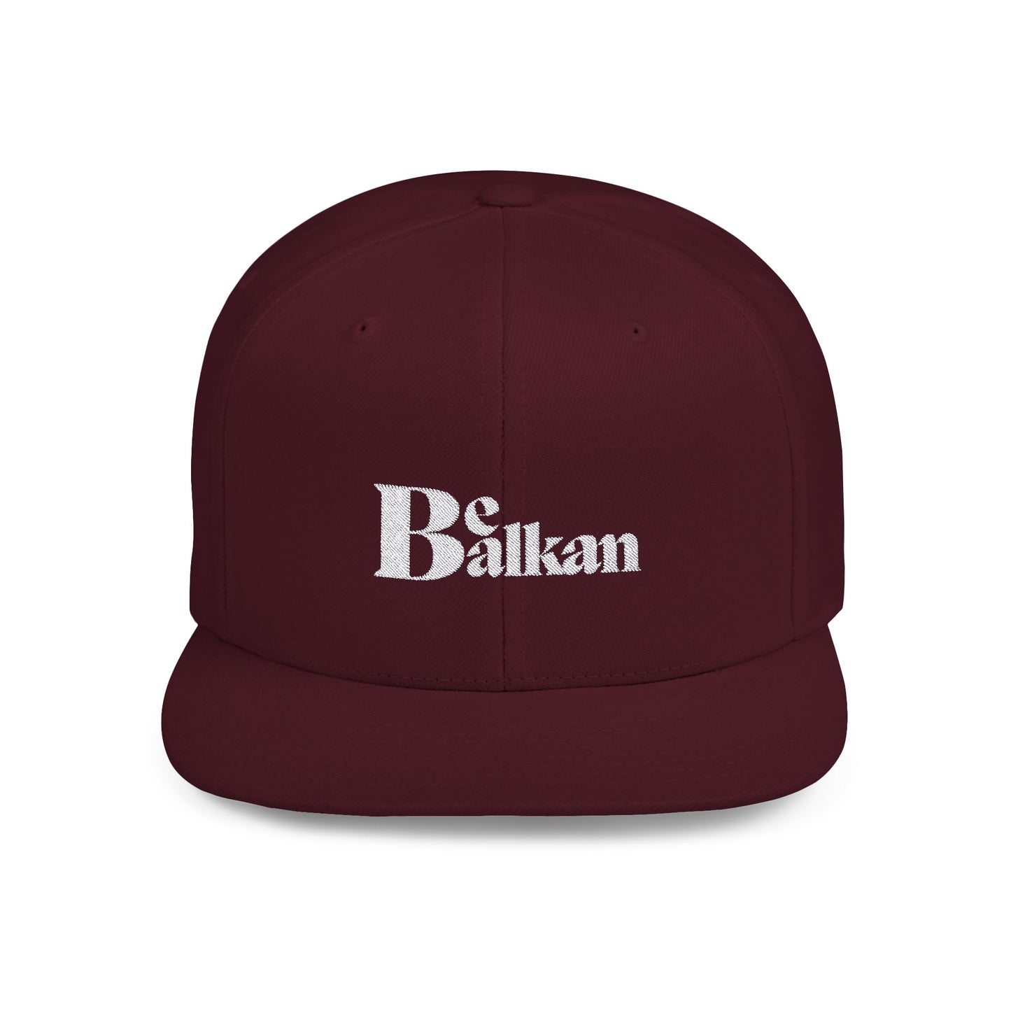 Be Balkan - Embroidered Flat Bill Snapback (Spruce, Dark Navy, Navy/Red, Black, Dark Grey, Maroon, & Black/Red)