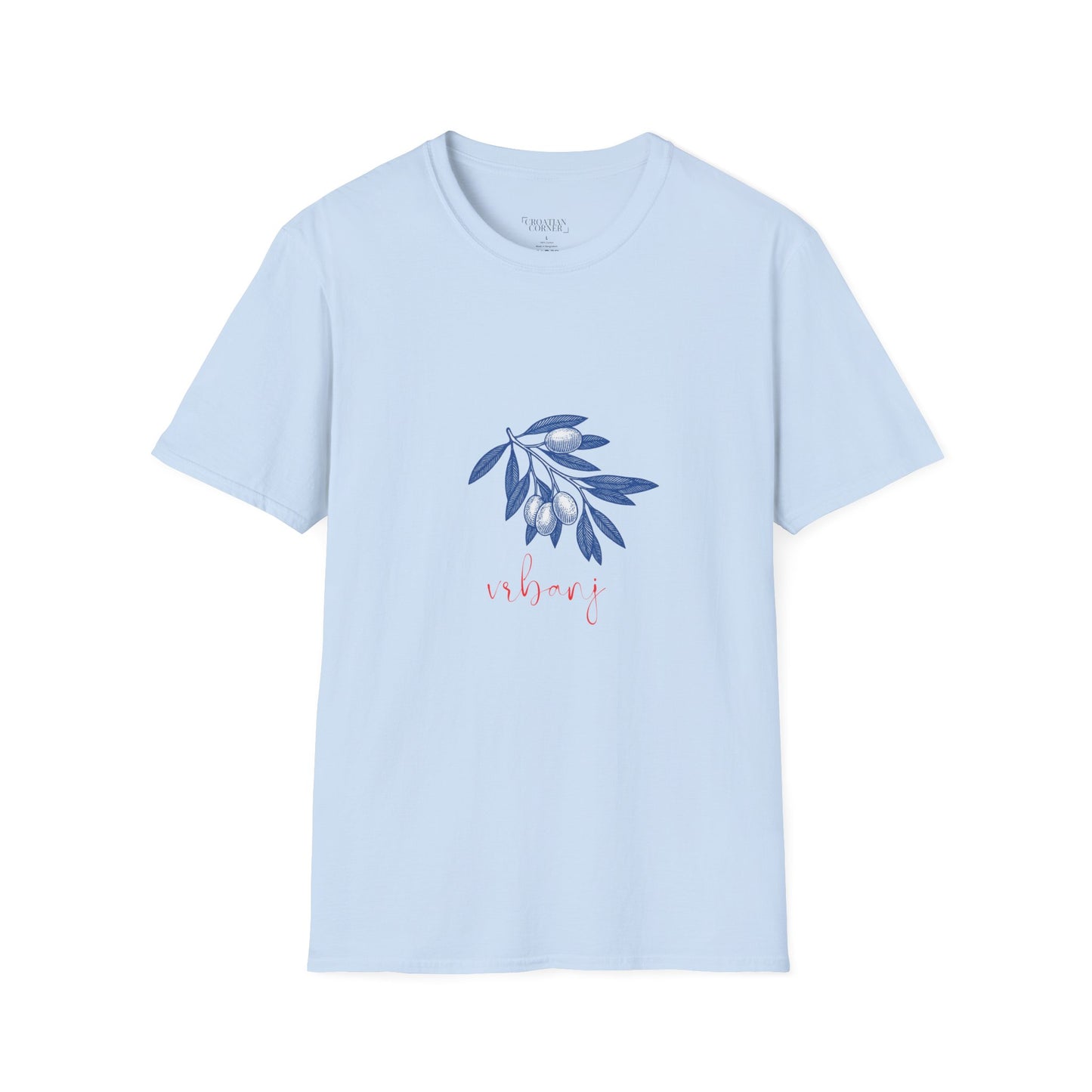 Vrbanj, Hvar, Croatia - Olive Branch T-Shirt, Unisex Softstyle Tee, Travel Souvenir Shirt, Summer Outfit, Gift for Her/Him, Vacation Top
