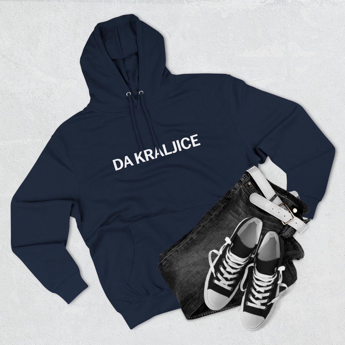 Da Kraljice "Yes Queen" - Three-Panel Fleece Hoodie (Black, Navy & Charcoal Heather)