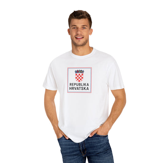 Republika Hrvatska Comfort Colors® T-Shirt | Croatian Heritage Tee | Croatia Coat of Arms Shirt | Garment Dyed Unisex Tee