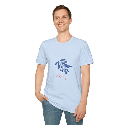 Vrbanj, Hvar, Croatia - Olive Branch T-Shirt, Unisex Softstyle Tee, Travel Souvenir Shirt, Summer Outfit, Gift for Her/Him, Vacation Top