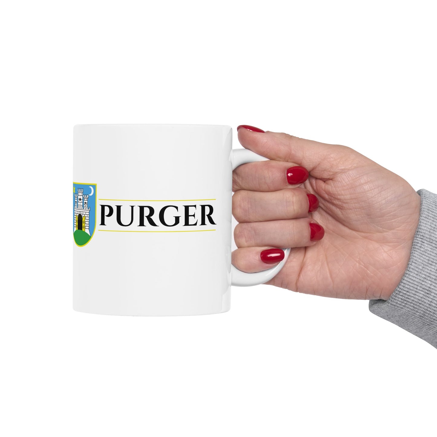 PURGER (White) - Ceramic Mug, (11oz, 15oz)