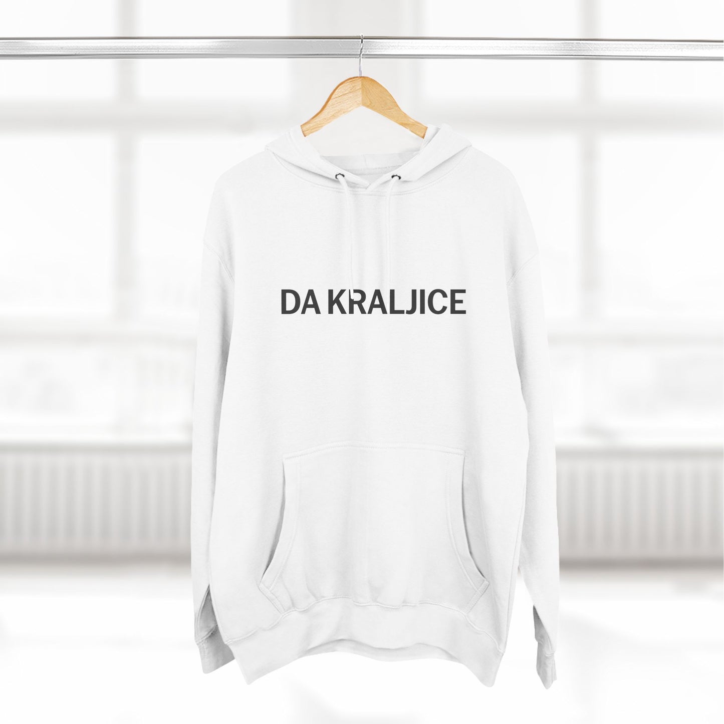 Da Kraljice "Yes Queen" - Three-Panel Fleece Hoodie (White, Pale Pink & Oatmeal Heather)