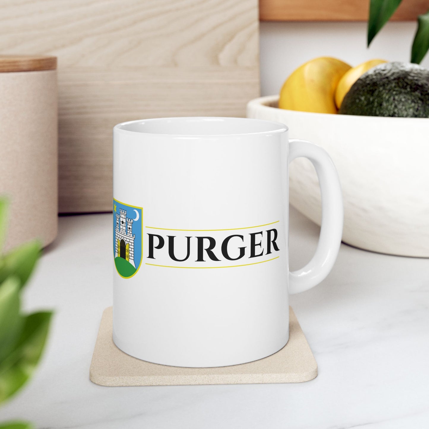 PURGER (White) - Ceramic Mug, (11oz, 15oz)