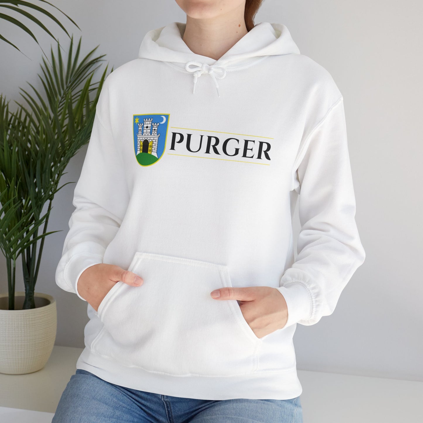 PURGER - Unisex Heavy Blend™ Hooded Sweatshirt - (White & Light Steel)