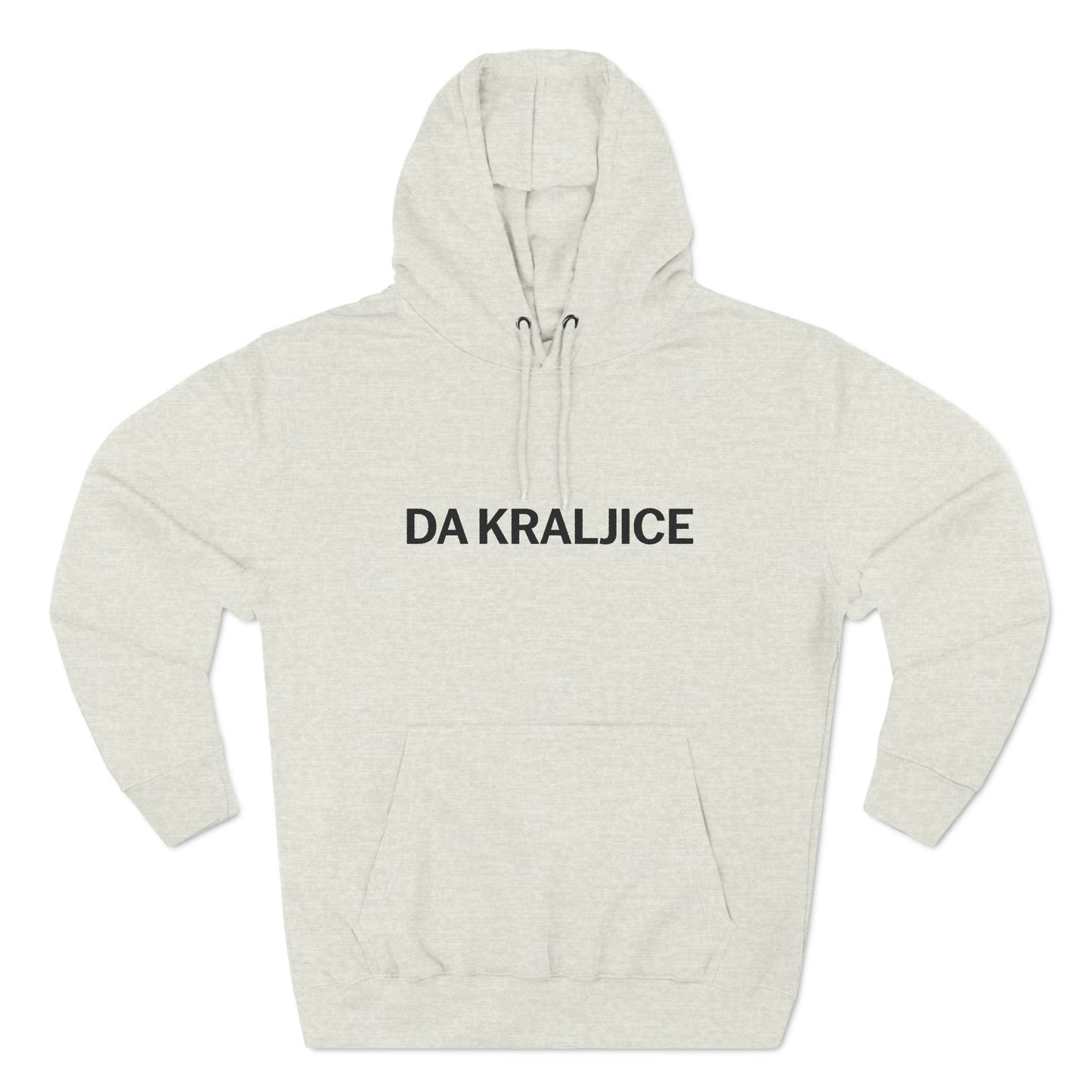 Da Kraljice "Yes Queen" - Three-Panel Fleece Hoodie (White, Pale Pink & Oatmeal Heather)