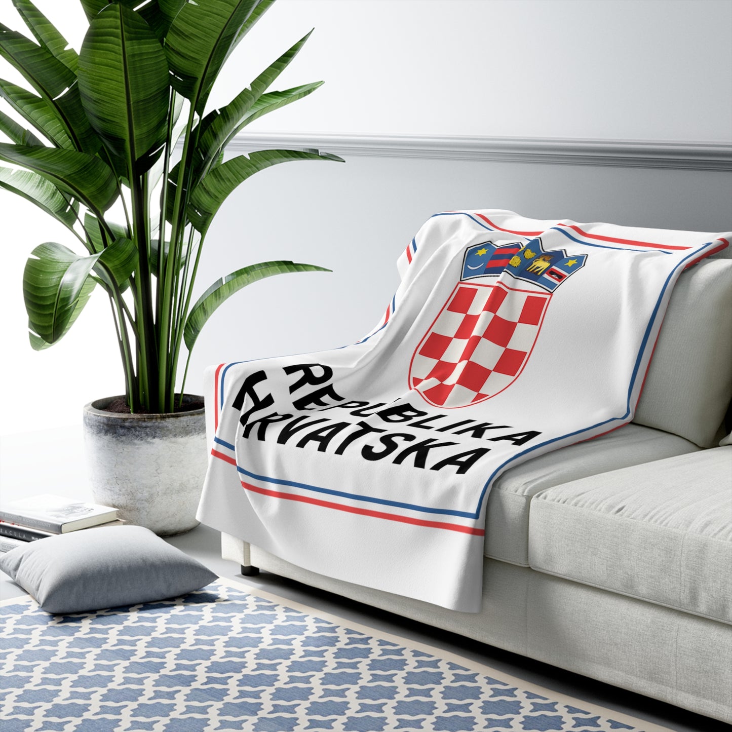 Republika Hrvatska crest Sherpa Fleece Blanket | Croatian coat of arms throw