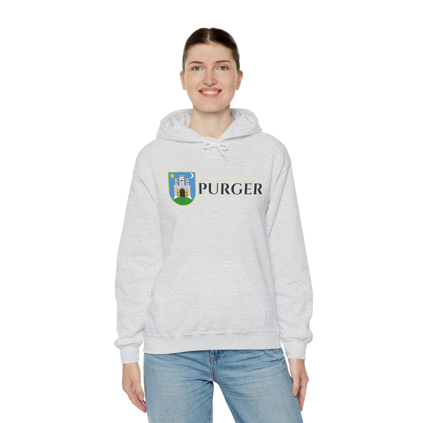 PURGER - Unisex Heavy Blend™ Hooded Sweatshirt - (White & Light Steel)