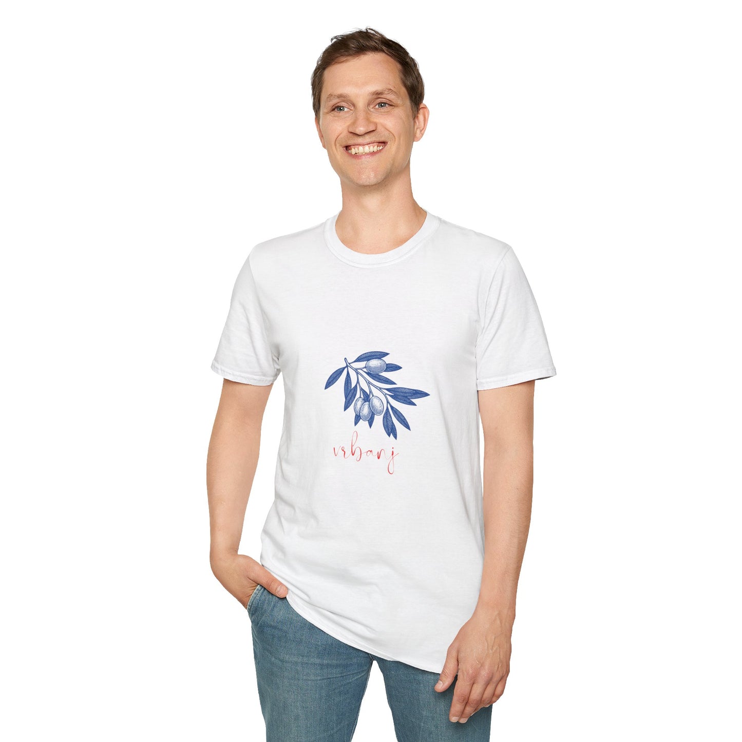 Vrbanj, Hvar, Croatia - Olive Branch T-Shirt, Unisex Softstyle Tee, Travel Souvenir Shirt, Summer Outfit, Gift for Her/Him, Vacation Top