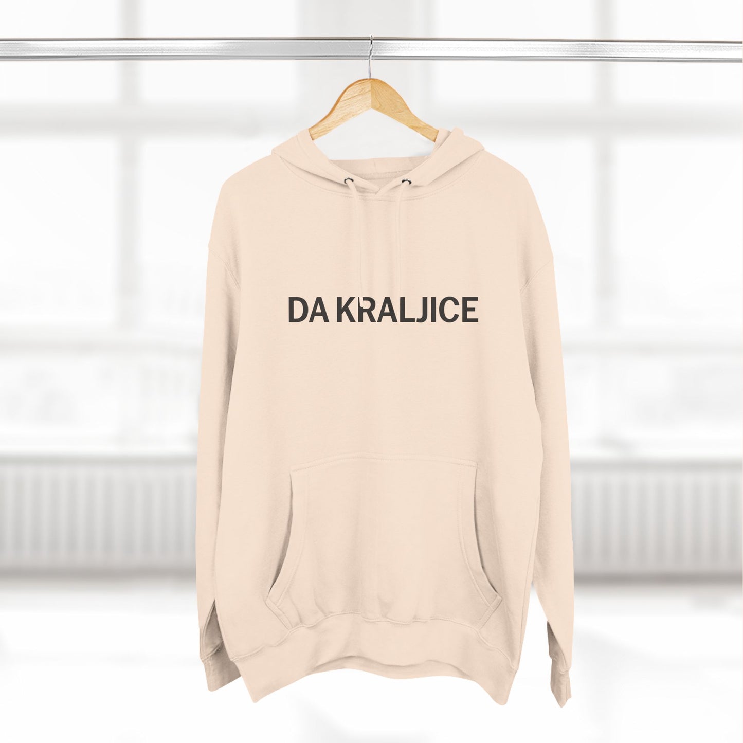 Da Kraljice "Yes Queen" - Three-Panel Fleece Hoodie (White, Pale Pink & Oatmeal Heather)