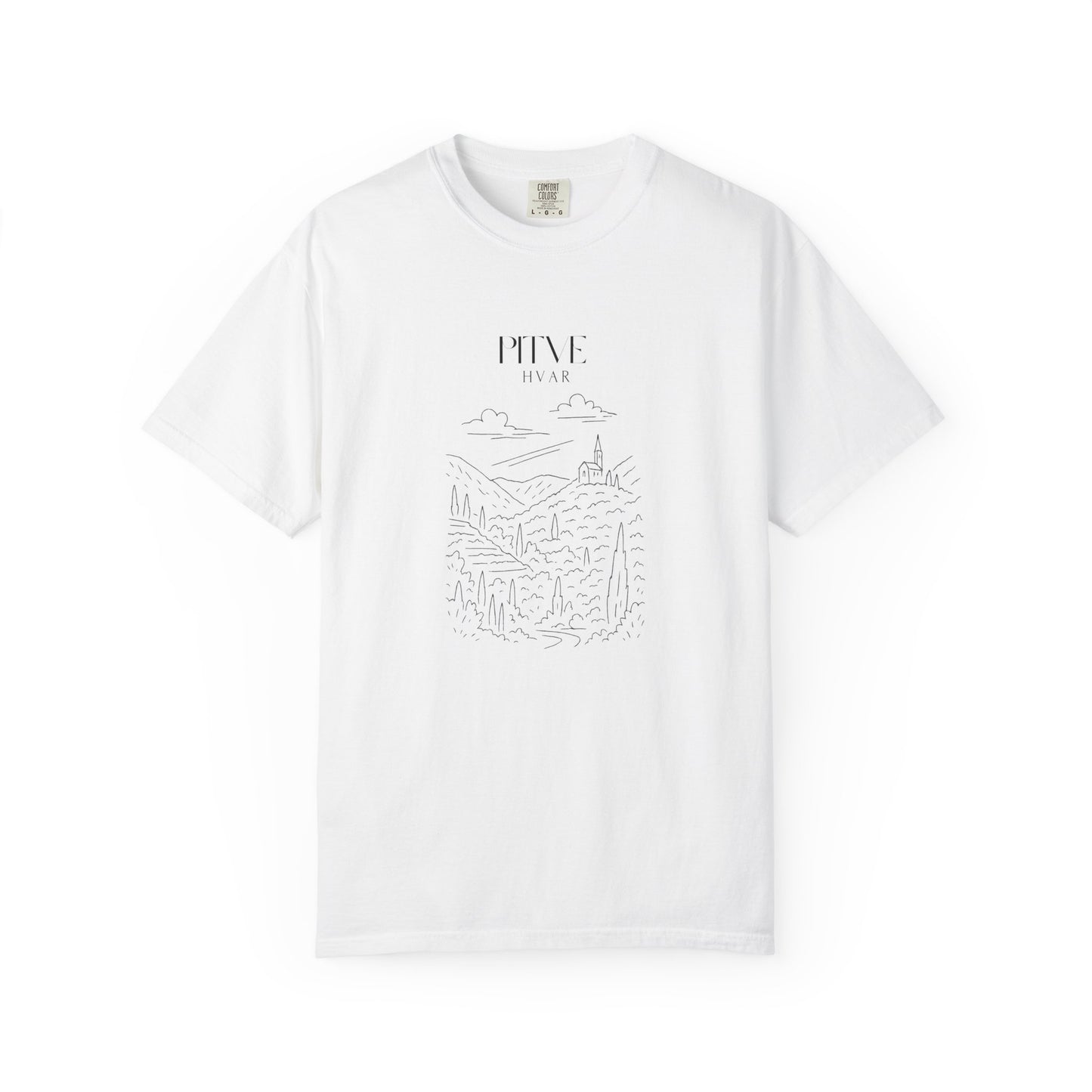 Pitve, Croatia Sketch Tee | Unisex Garment-Dyed T-Shirt