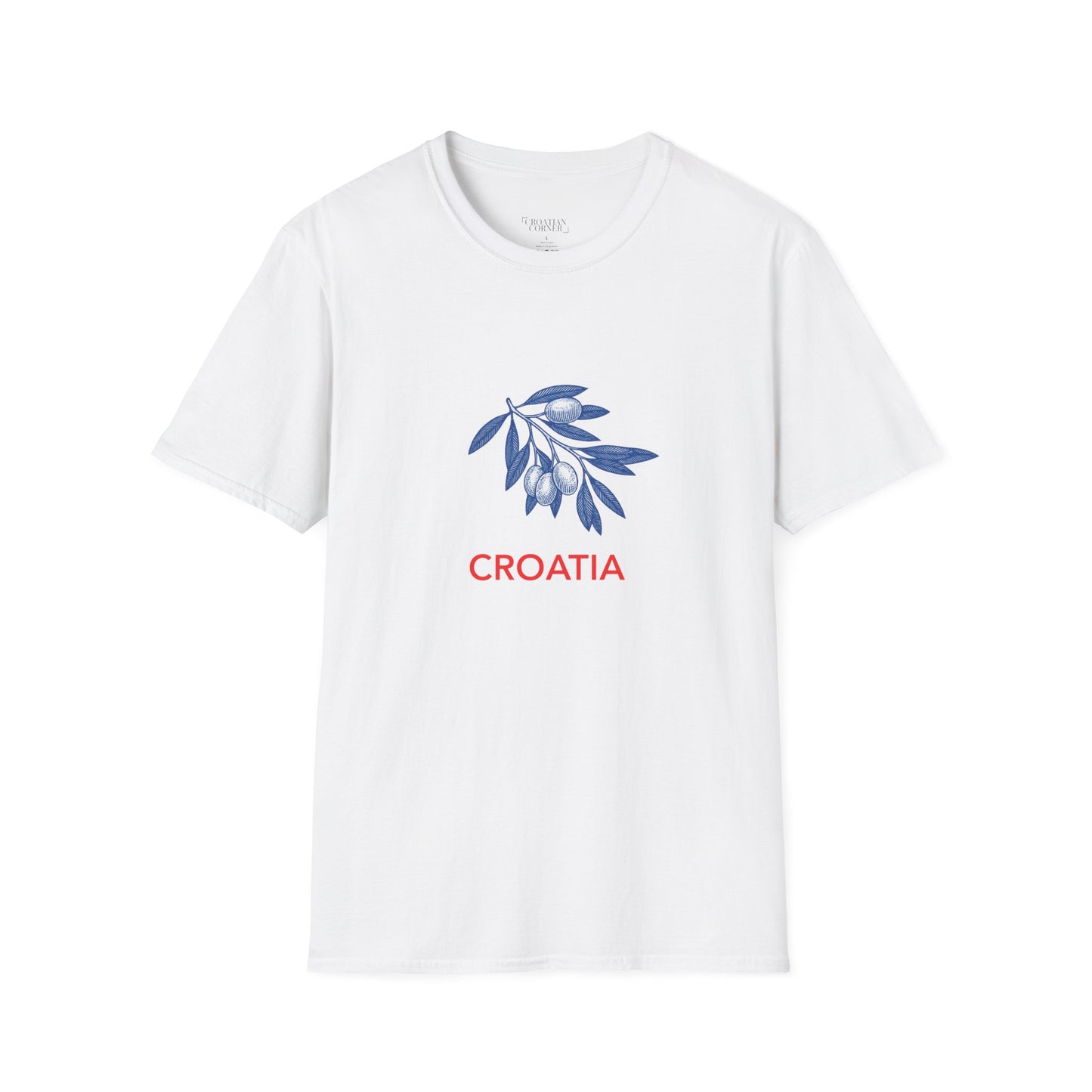 Croatia - Olive Branch T-Shirt, Unisex Softstyle Tee, Travel Souvenir Shirt, Summer Outfit, Gift for Her/Him, Vacation Top