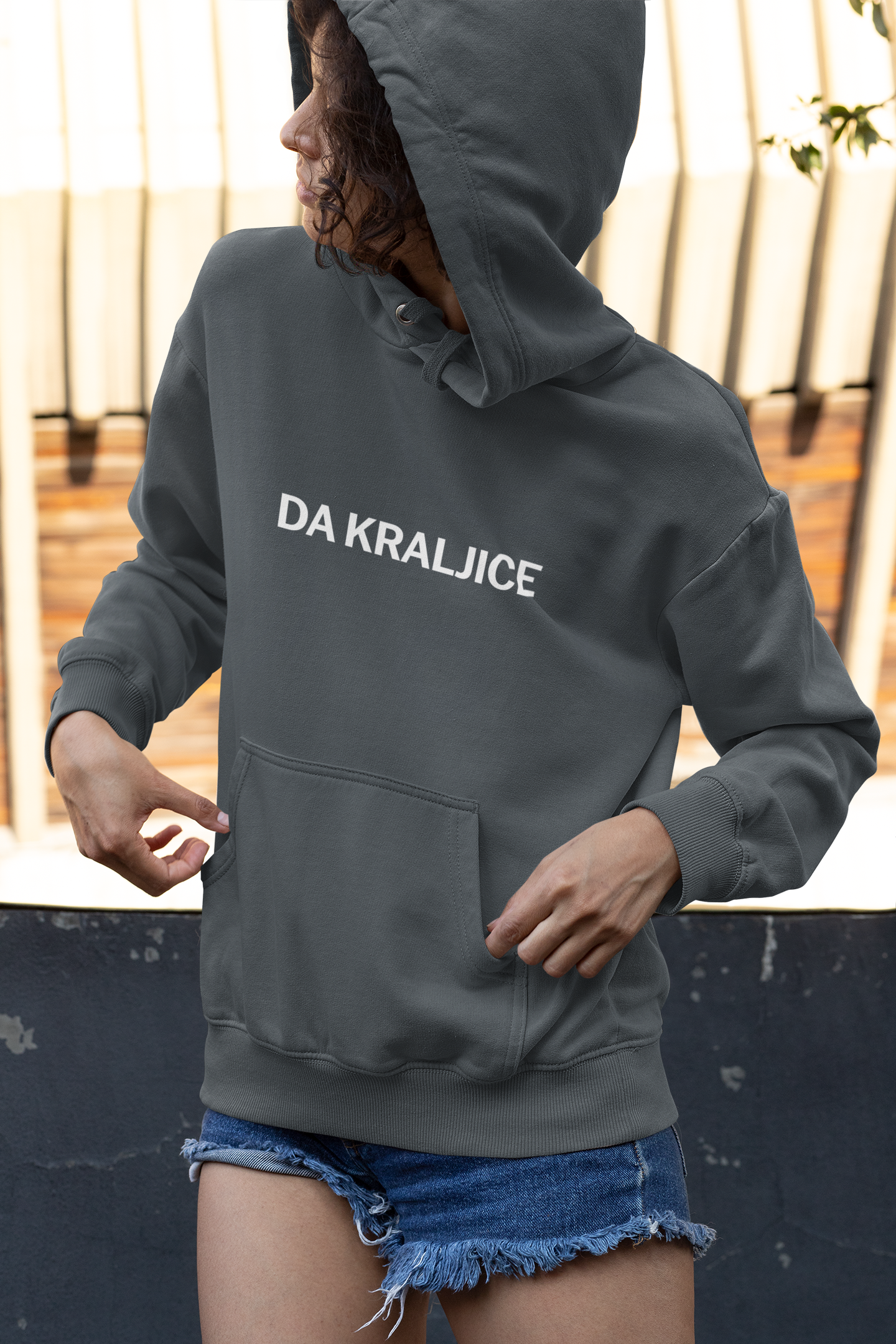 Da Kraljice "Yes Queen" - Three-Panel Fleece Hoodie (Black, Navy & Charcoal Heather)