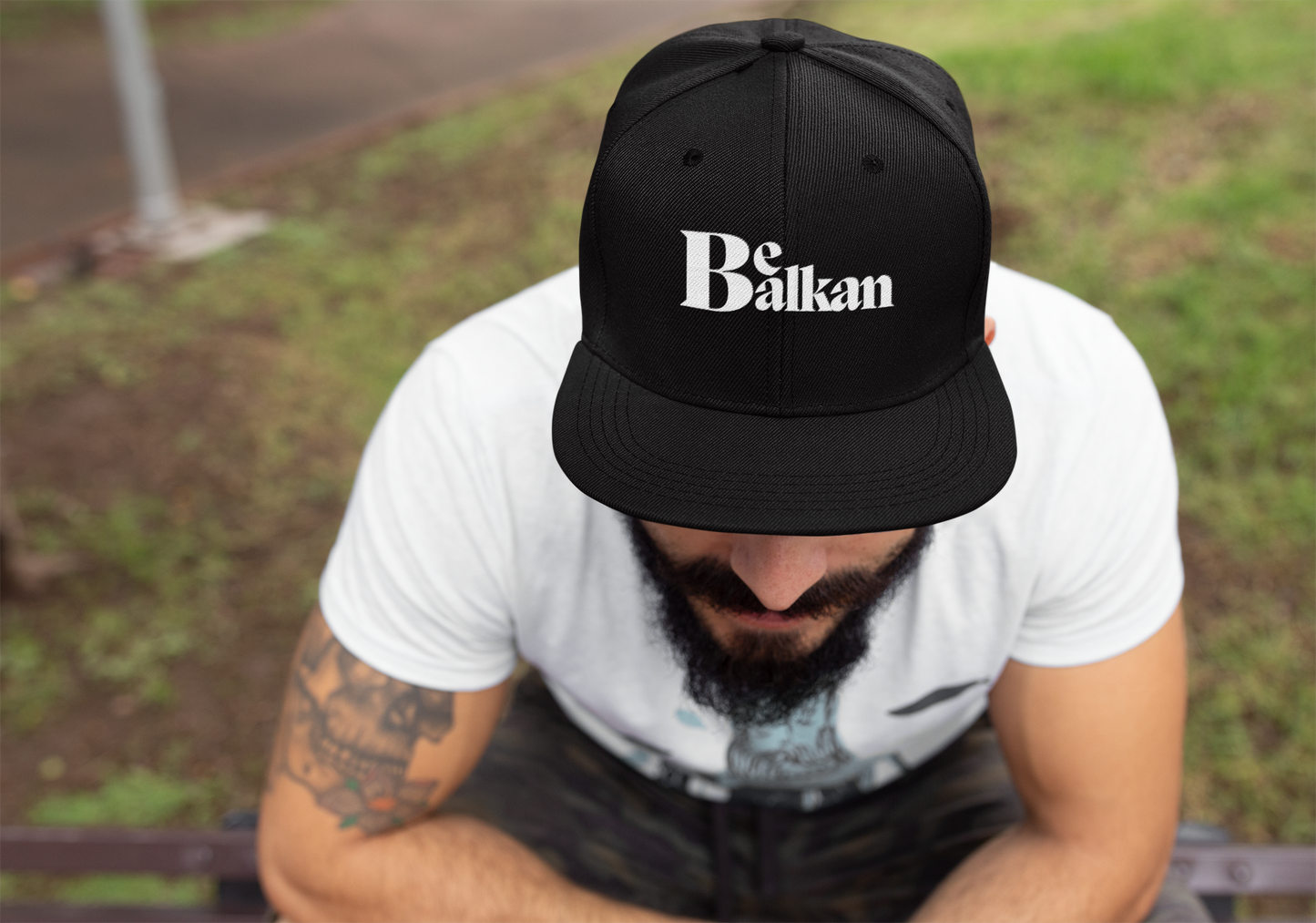 Be Balkan - Embroidered Flat Bill Snapback (Spruce, Dark Navy, Navy/Red, Black, Dark Grey, Maroon, & Black/Red)