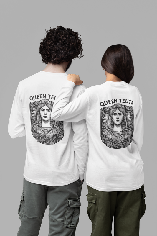 Queen Teuta Long Sleeve T-Shirt | Unisex Garment-Dyed Top, Casual Wear, Gift for History Lovers, Comfortable Style, Unique Design