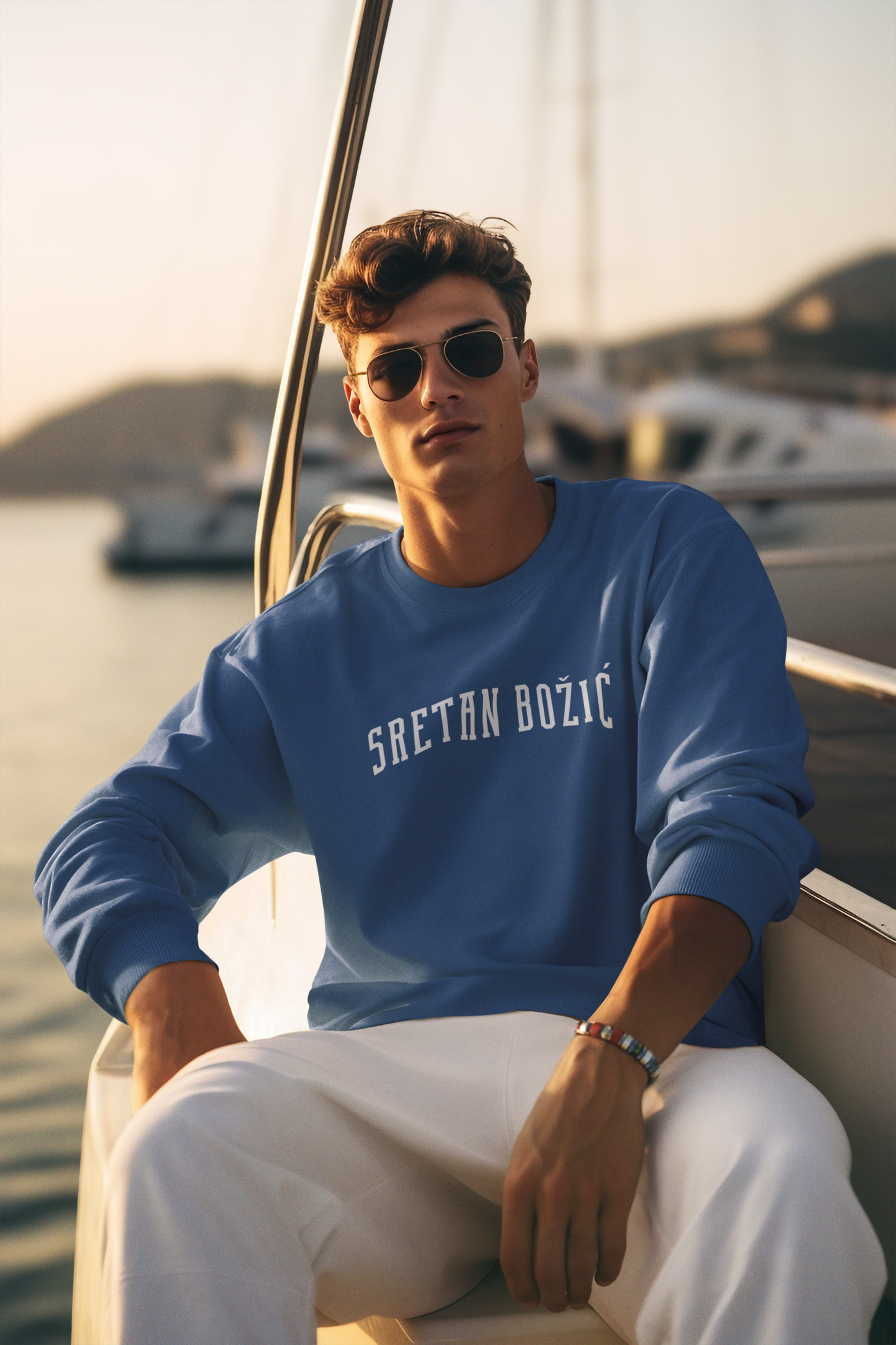 Sretan Bozic Champion Crewneck Croatian Christmas Collegiate Sweatshirt Powerblend Holiday Gift Unisex Winter Apparel