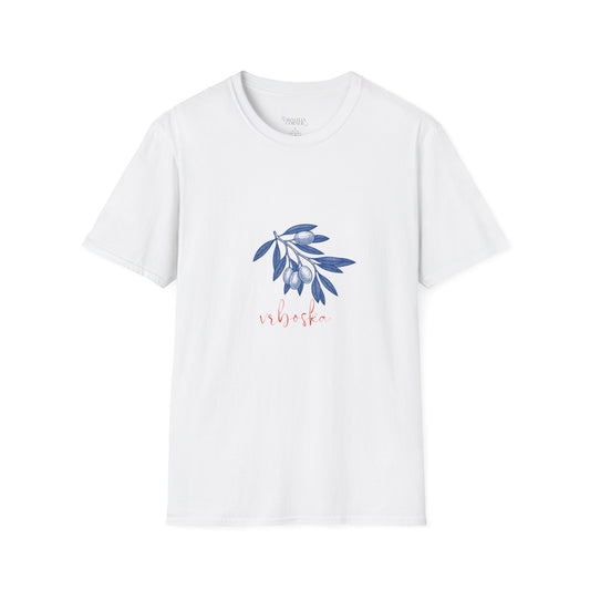 Vrboska, Hvar, Croatia - Olive Branch T-Shirt, Unisex Softstyle Tee, Travel Souvenir Shirt, Summer Outfit, Gift for Her/Him, Vacation Top